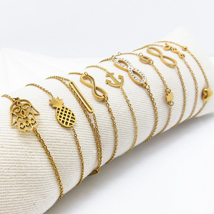 Wholesale Fashion all-match titanium steel bracelet women's European and American new 18K gold stainless steel love bracelet high sense
